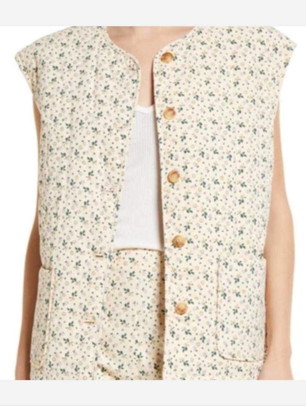 Frnch Valerie Quilted Floral Vest Size XS